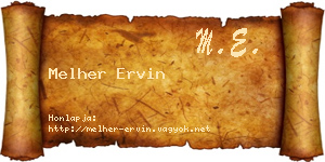 Melher Ervin névjegykártya
